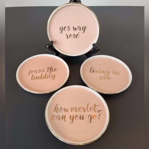 Rosanna Other - Rose and Gold Rosé Wine Coasters by Rosanna